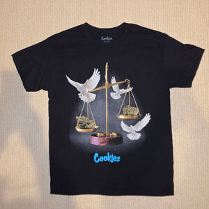 Men's Cookies Black Graphic Short Sleeve Tee L